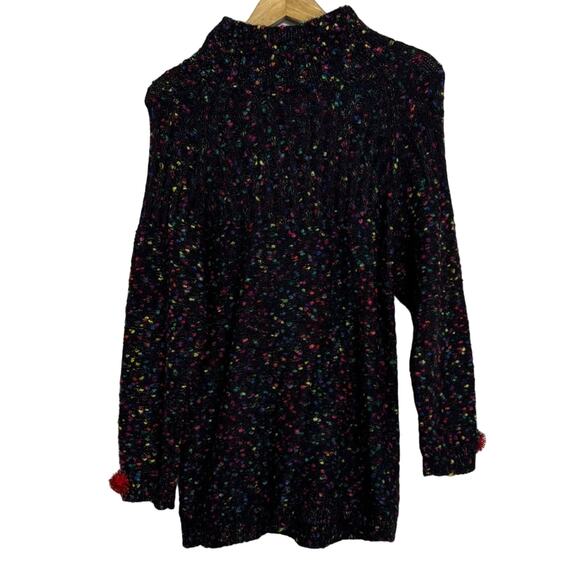 Casual Corner VTG Ugly Christmas Sweater Confetti Jingle Bells Black Size M - Picture 2 of 4